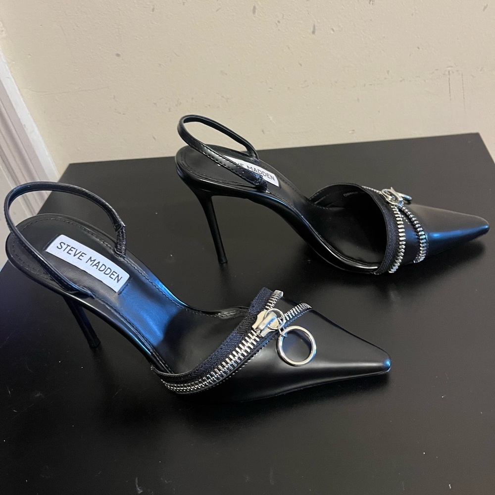 Steve Madden Black Zipper Stiletto Heels